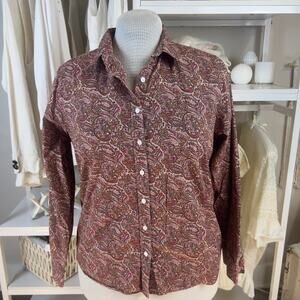 Lands' End Women's 14P Pink Paisley Button Up Blouse- fall, classic #3115